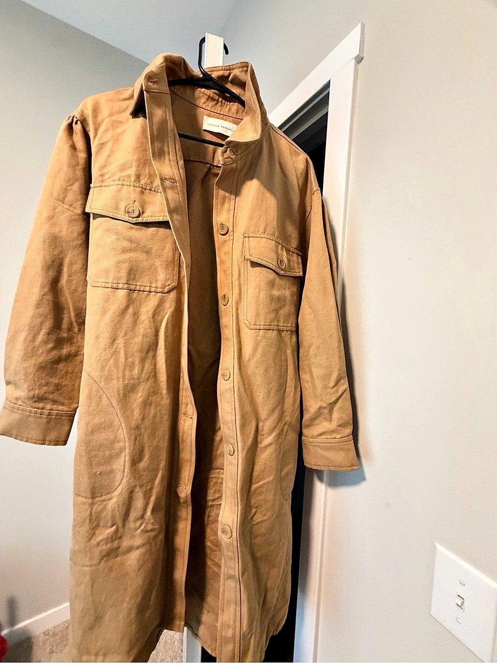 Loeffler Randall Cotton Linen Trench Coat in Brown Like New